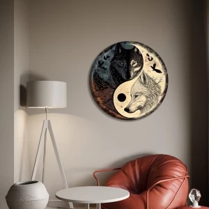 Yin Yang Wolves | Renklendirilmiş Metal Tablo >