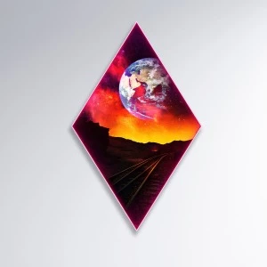 Cosmic Railway Portal | Renklendirilmiş Metal Tablo>