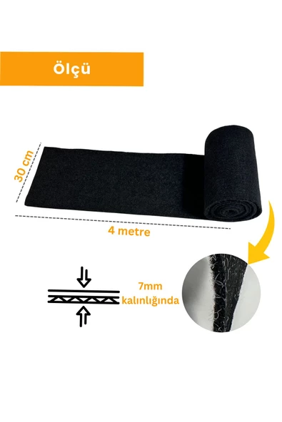 Beylini Su Geçirmez Dayanıklı Tekne Römorku Halısı Dayanıklı Kesilebilir Koruyucu Mat Siyah (0.7X30CMX4M) - 6
