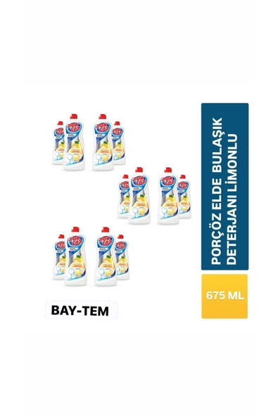 Porçöz  ( 12 adet ) Porçöz Bulasik Elde Yikama Deterjani Limon 675 ml