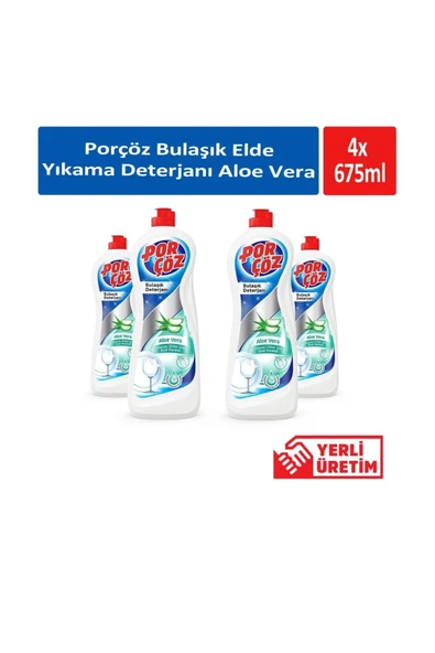 Porçöz  ( 4 Adet ) Porçöz Bulaşık Elde Yıkama Deterjanı Aloe Vera 675 ml