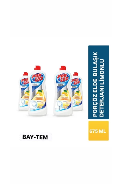 Porçöz  ( 4 adet ) Porçöz Bulasik Elde Yikama Deterjani Limon 675 ml