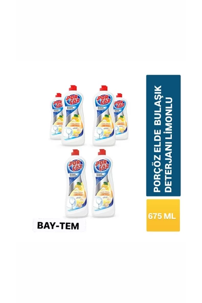 Porçöz  ( 6 adet ) Porçöz Bulasik Elde Yikama Deterjani Limon 675 ml