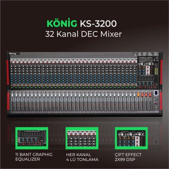 König KS-3200 32 Kanal Ses Mikseri Dec Mixer