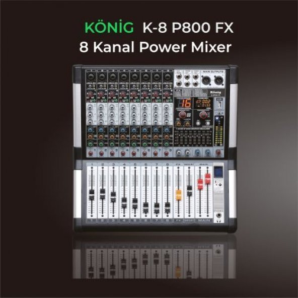 König K-8 P800 Fx 900 Watt 8 Kanal Power Mikser - 1