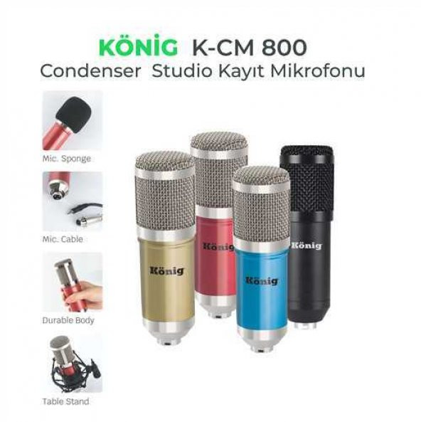 KÖNİG BM-800 STUDİO CONDENSER KAYIT MİKROFONU KCM-800