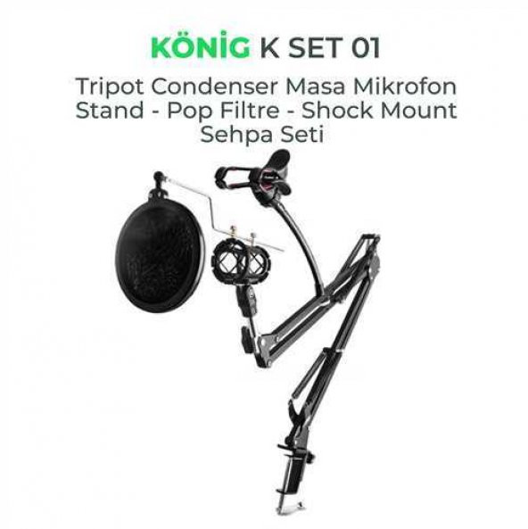 König K SET-01 Tripot Stand Pop Filtre Shock Mount Set
