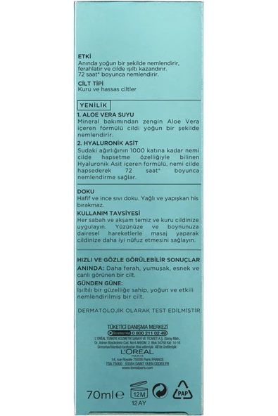 L'Oreal Paris Nem Terapisi Aloe Vera Suyu Kuru ve Hassas Ciltler 70 ml - 5
