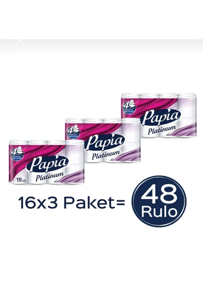 Papia  4 katlı tuvalet kağıdı 48li (16 rulo * 3 paket)