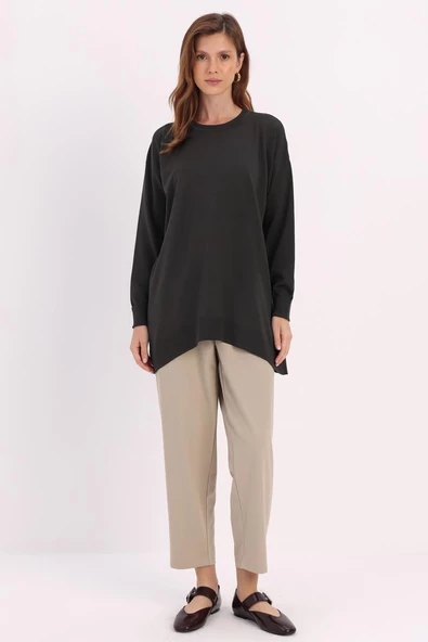 Füme-Manşeti Duble Katlamalı Triko Tunik - Resim 2