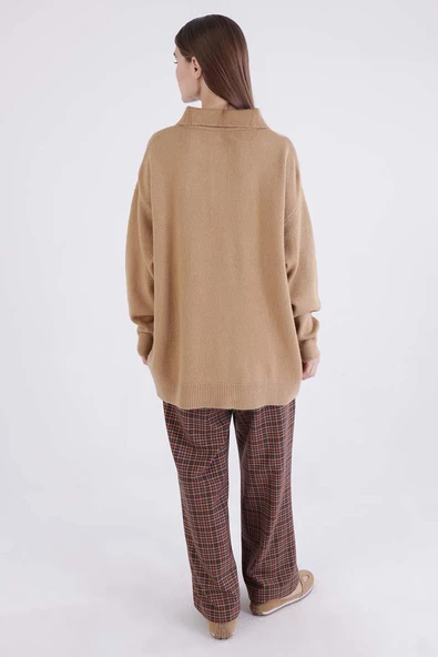 Camel-Polo Yaka Triko Kazak - 4