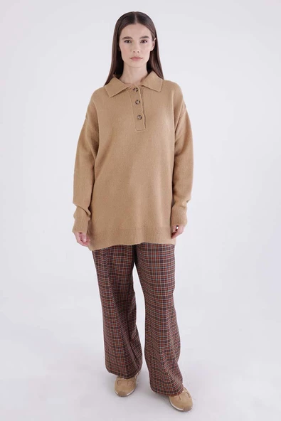 Camel-Polo Yaka Triko Kazak - 2