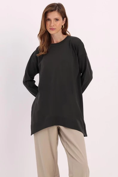 Füme-Manşeti Duble Katlamalı Triko Tunik ürün görseli