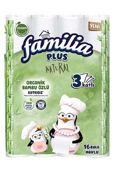 Familia  Plus Natural Bambu Özlü 16’lı Kağıt Havlu