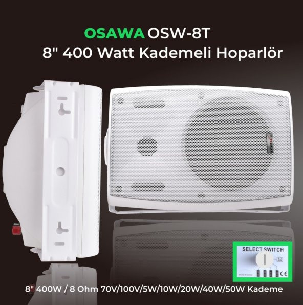 Osawa OSW-8T 8 400 Watt Hat Trafolu Duvar Hoparlör