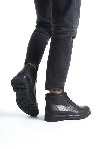 Erkek Hakiki Deri Bağcıklı Biker Bot Tırtık Taban Günlük Bot - Resim 3