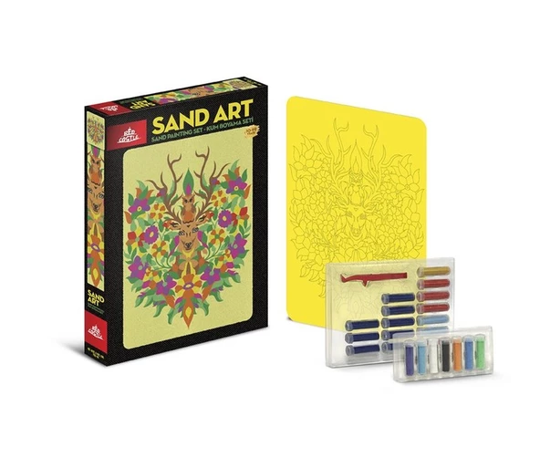 Sand Art-Kum Sanatı-Yetişkin Kum Boyama Aktivite Seti-Geyik-Red Castle  YKO-08