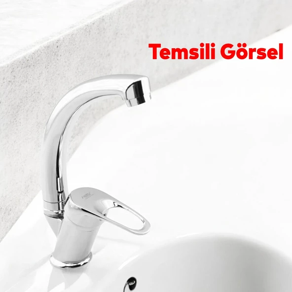 Klasik Kuğu Batarya Bulaşık Musluğu Lavabo Banyo Mutfak Bataryası Mermer Üstü Montaj Çift Su Giriş - 2