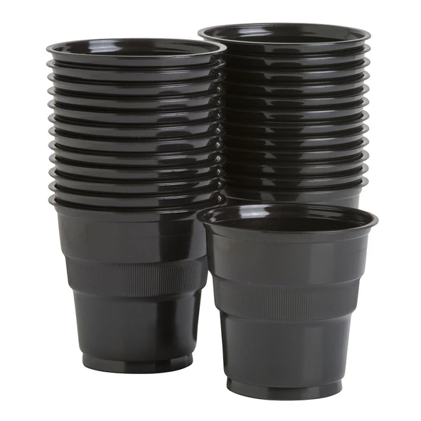 Roll-Up Party Dreams Parti Davet Piknik Renkli Plastik Sert Mika Bardak - Siyah - 25'li 5 Paket - Resim 4