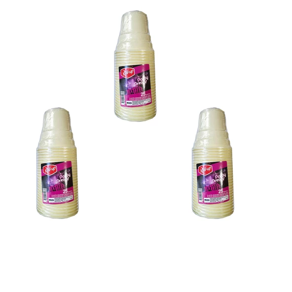 Roll-Up Party Dreams Parti Davet Piknik Renkli Plastik Sert Mika Bardak - Sarı - 25'li 3 Paket