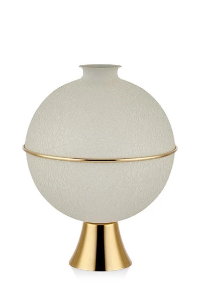 SETABİANCA TEXTURED DARK AYAKLI KÜRE VAZO CREAM GOLD