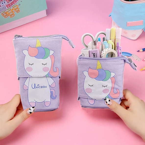 Valkyrie Unicorn Uzayabilen Teleskopik Kalem Kutu Makyaj Çantası Çok Amaçlı Çanta - 8