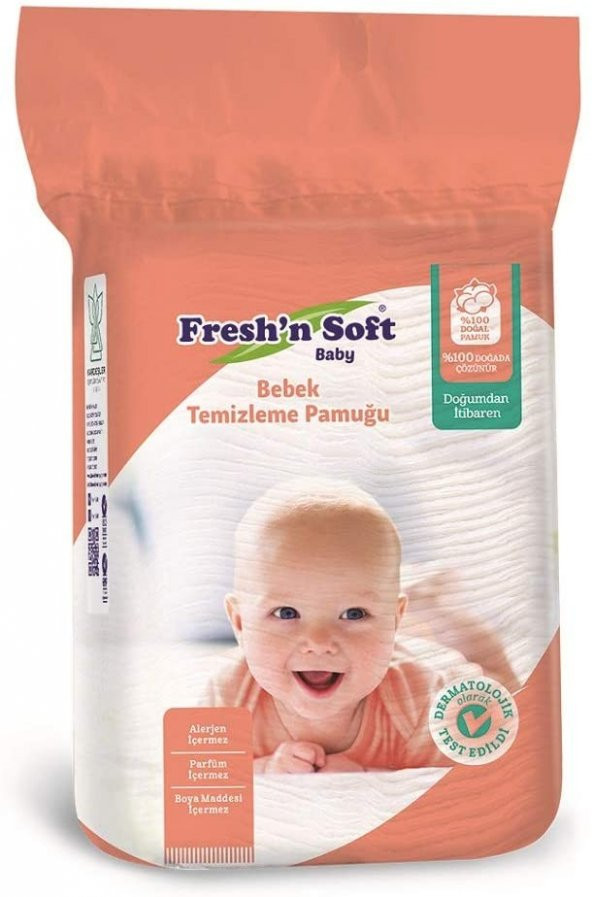 Freshn Soft Baby - Bebek Temizleme Pamuğu, 60 Adet