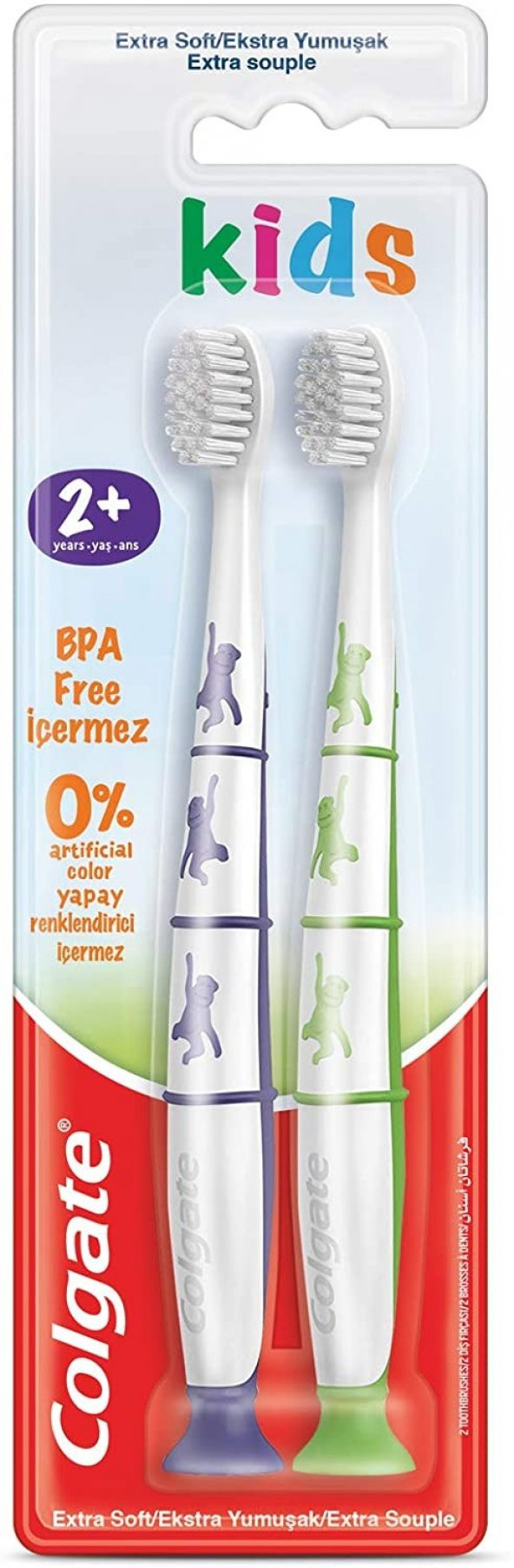 Colgate 2+ Yaş Ekstra Yumuşak BPA İçermeyen Çocuk Diş Fırçası 1 Paket (1 x 1 Adet)