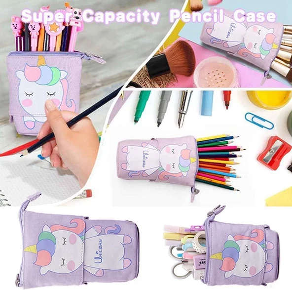 Valkyrie Unicorn Uzayabilen Teleskopik Kalem Kutu Makyaj Çantası Çok Amaçlı Çanta - 3