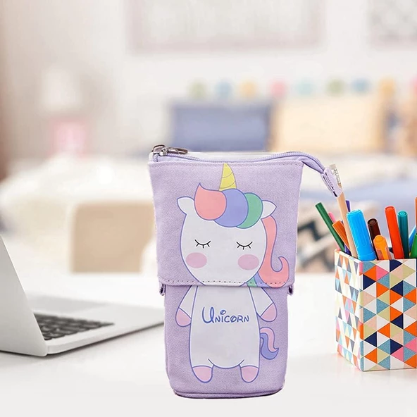 Valkyrie Unicorn Uzayabilen Teleskopik Kalem Kutu Makyaj Çantası Çok Amaçlı Çanta - 4