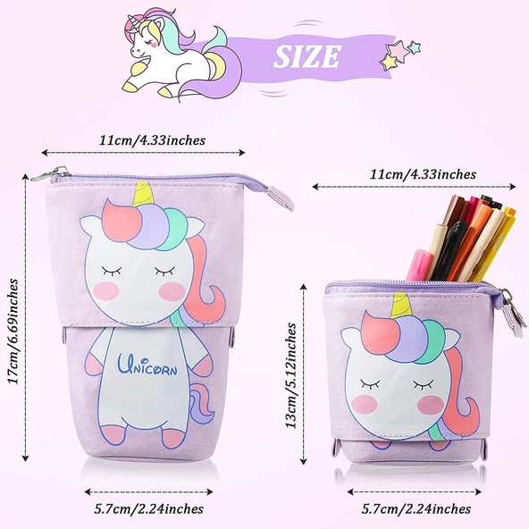 Valkyrie Unicorn Uzayabilen Teleskopik Kalem Kutu Makyaj Çantası Çok Amaçlı Çanta - 6