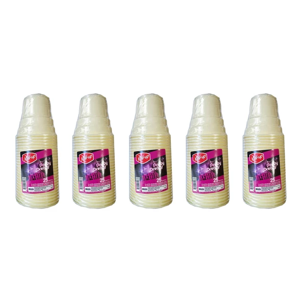 Roll-Up Party Dreams Parti Davet Piknik Renkli Plastik Sert Mika Bardak - Sarı - 25'li 5 Paket