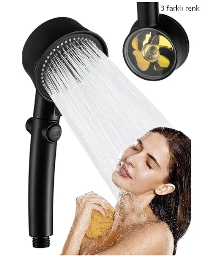 Mayaglory Turbo Fan 5 Fonksiyonlu Siyah Duş Başlığı El Duşu Handshower