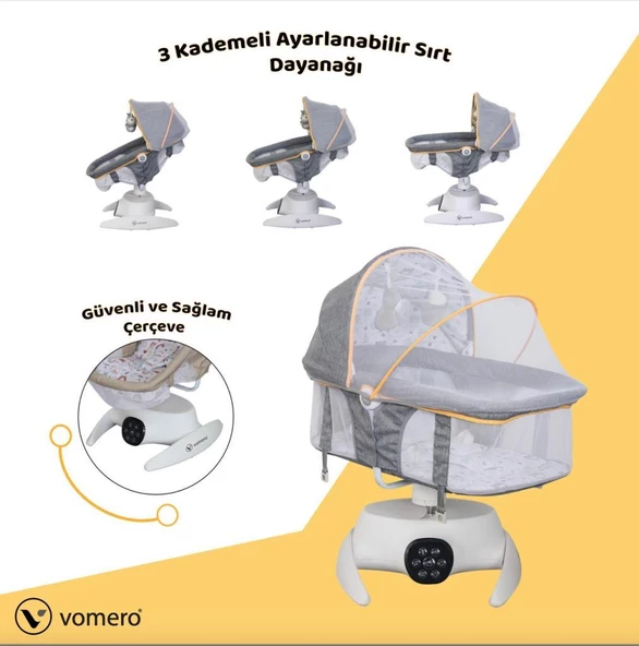 TommyBaby Vomero Rosy 3 kademeli Elektrikli Beşik 2in1 Beşik Ana kucağı - 11