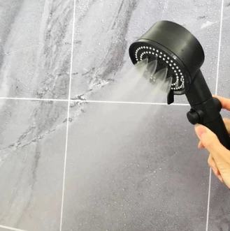 WUVERA Turbo Pervaneli 5 Fonksiyonlu Duş Başlığı 150 Cm Siyah Duş Hortumu Ve Mafsal Set - 4