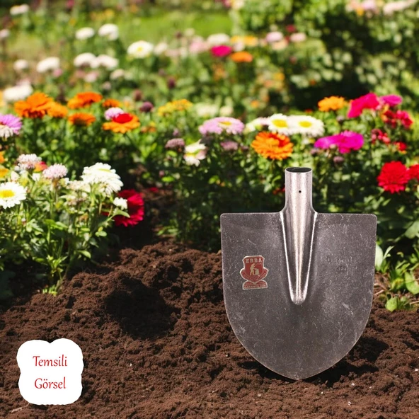 Sapsız Çelik Bahçe Küreği Toprak Bel Belleme Çapalama Aleti Metal Kürek 28 cm Keskin Sağlam - Resim 2