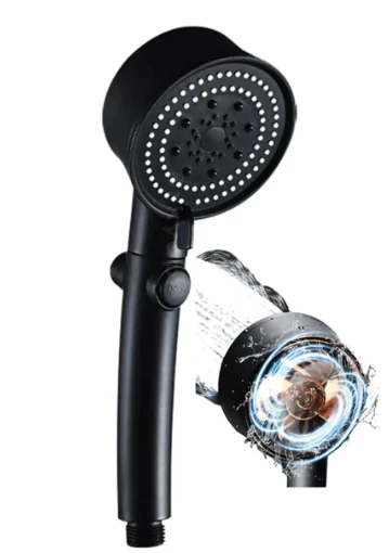 Mayaglory Turbo Fan 5 Fonksiyonlu Siyah Duş Başlığı El Duşu Handshower - 2