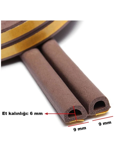 D Tipi Kapı Ve Pencere Izolasyon Bandı - Fitili Kauçuk Kahverengi 10 X 2 = 20 Metre - 2