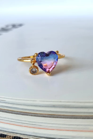 Charm lı Kalp yüzük