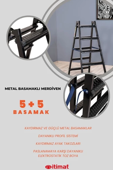 itimat çift yönlü metal merdiven 5x5 basamak - 4