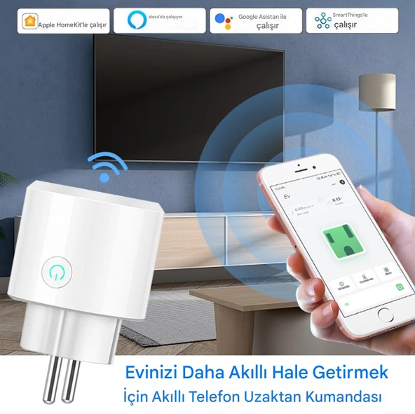 Mini Elektrik Wifi Akıllı Priz Soket Duvar Çok Uzaktan Kumanda  Akıllı Yaşam Beyaz - 2
