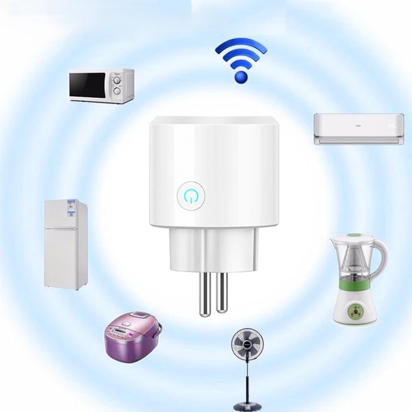 Mini Elektrik Wifi Akıllı Priz Soket Duvar Çok Uzaktan Kumanda  Akıllı Yaşam Beyaz - 6