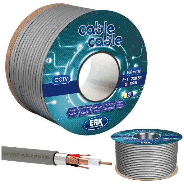Cable Cable 2+1 CCTV 0.50 Gold Kamera Kablosu - 100M