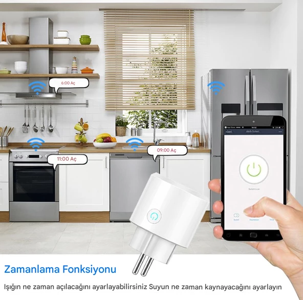 Mini Elektrik Wifi Akıllı Priz Soket Duvar Çok Uzaktan Kumanda  Akıllı Yaşam Beyaz - 3