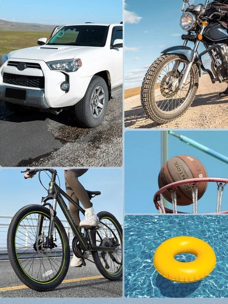 Germany Style Çift Pistonlu Araç Lastik Şişirme Kompresörü Lastik Tamir Kiti Temizlik Seti Hediyeli - 2