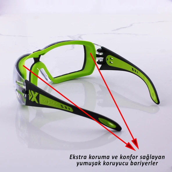 İş Güvenlik Gözlüğü Buğulanmaz Lazer UV Koruyucu Toz Korumalı Gözlük Silikon Kulaklık Şeffaf - 2