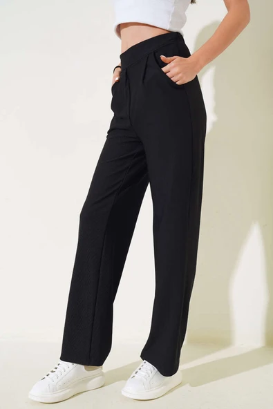 Beli Lastikli Cepli Pantolon Siyah ürün görseli 1