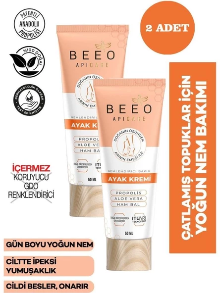 Beeo Apicare Nemlendirici Ayak Kremi 50 Ml 2'Li PAKET