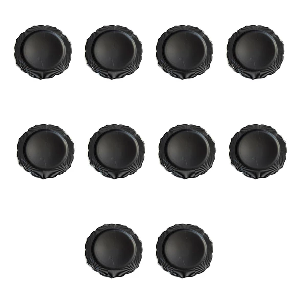 Davet Doğum Günü Parti Sert Plastik Yuvarlak Mika Tabak - 18 Cm. - Siyah - 6'lı 10 Paket ürün görseli 1