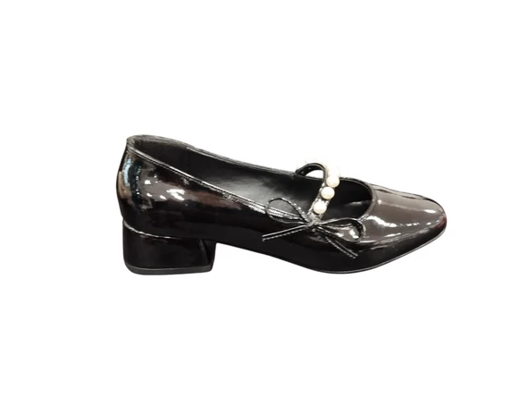 Ventes Yuvarlak Burun 3 cm Kalın Topuk İnci Tokalı Kadın Topuklu Ayakkabı - 5